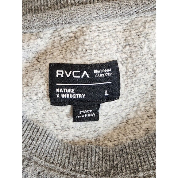 RVCA Sweatshirt Men's L Gray Long Sleeve Crewneck Pullover VA Logo Cotton Blend - Picture 4 of 5
